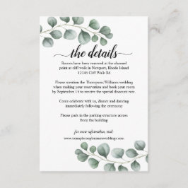 Gröna Eukalyptus Kalligrafi Bröllopsdetaljer Tilläggskort