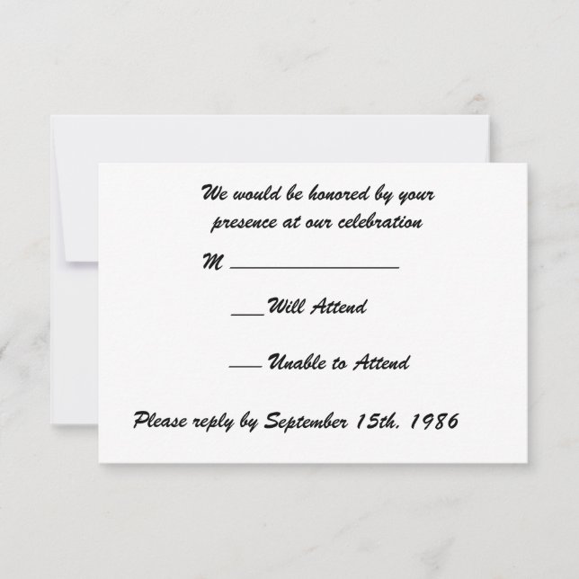 Gröna fjädrar med svart bröllops-RSVP OSA Kort (Framsida)