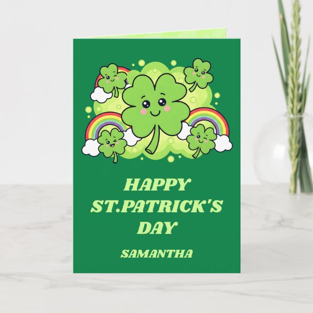 Gröna fniss St. Patricks dag-kort Kort (Framsida)
