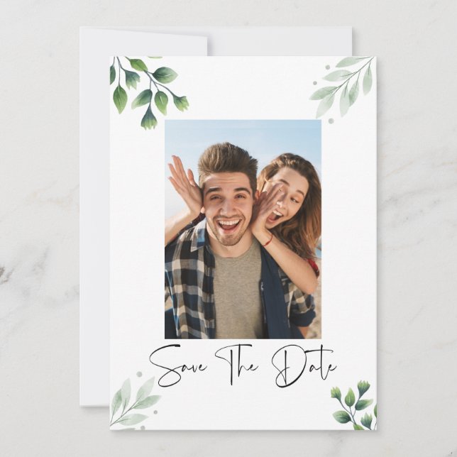 Gröna Foto Spara Datum Inbjudan (Framsida)