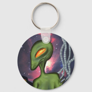 Gröna främmande Keychain Nyckelring