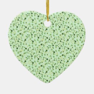 Gröna Fyrbladiga Klöver St Patricks Day Julgransprydnad Keramik