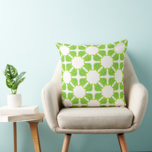 Gröna geometriska blad/blommiga mönster kastkuddar kudde
