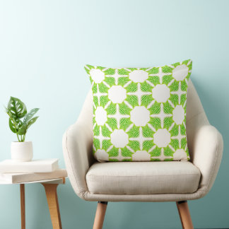 Gröna geometriska blad/blommiga mönster kastkuddar kudde