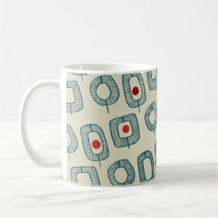 Gröna geometriska öppna former med röda prickar kaffemugg