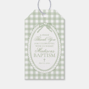 Gröna Gingham Coquette Bow Doppresenter Presentetikett