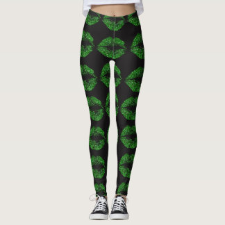 Gröna Glitterläppar #2 Leggings