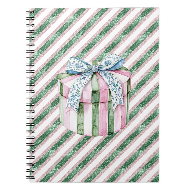 Gröna glitterränder Rosa Blå Box Anteckningsbok (Framsidan)