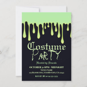 Gröna glöddroppar droppande Halloween kostymfest Inbjudningar