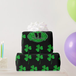 Gröna Gnistrande Shamrocker Monogrammed St Patrick Presentpapper