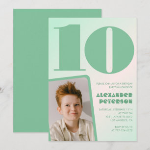 Gröna gradient 10-års födelsedagsinbjudningar Pojk Inbjudningar