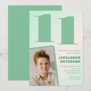 Gröna gradient 11-års födelsedagsinbjudningar Pojk Inbjudningar