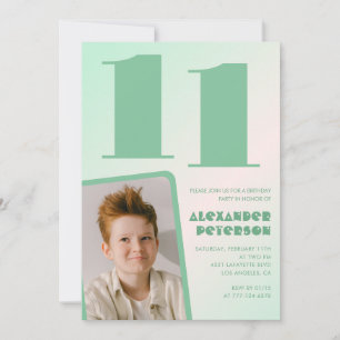 Gröna gradient 11-års födelsedagsinbjudningar Pojk Inbjudningar