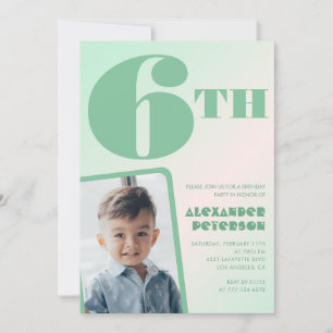 Gröna gradient 6-års födelsedagsinbjudningar Pojke Inbjudningar
