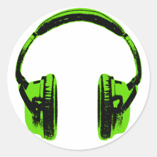 Gröna grafikhörlurar runt klistermärke