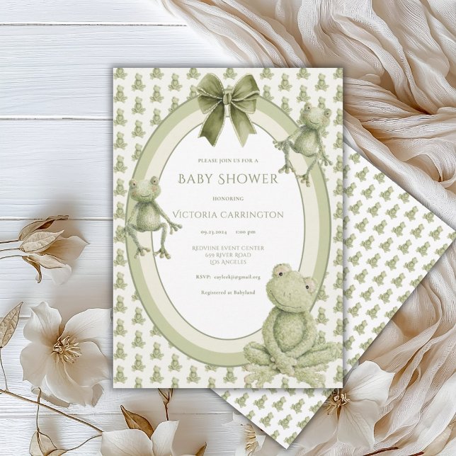 Gröna grodor Whimsical baby shower Inbjudningar (Skapare uppladdad)