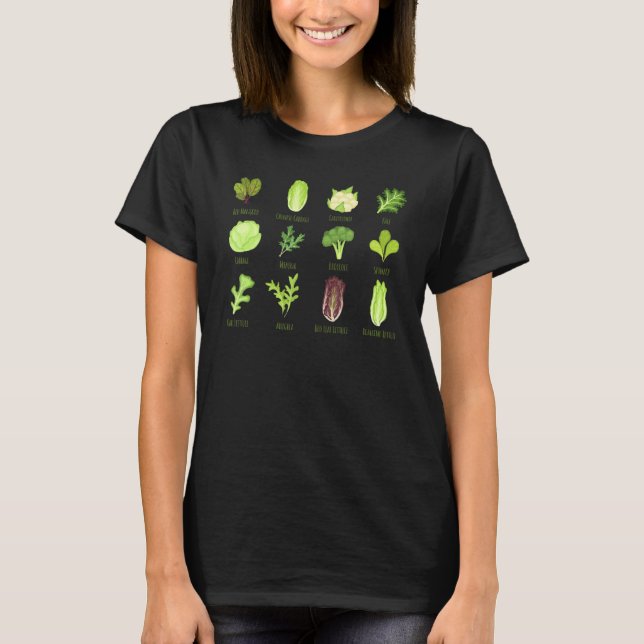 Gröna Grönsaker Söt Hälsosam Sallad Mat Kärlek Grö T Shirt (Framsida)