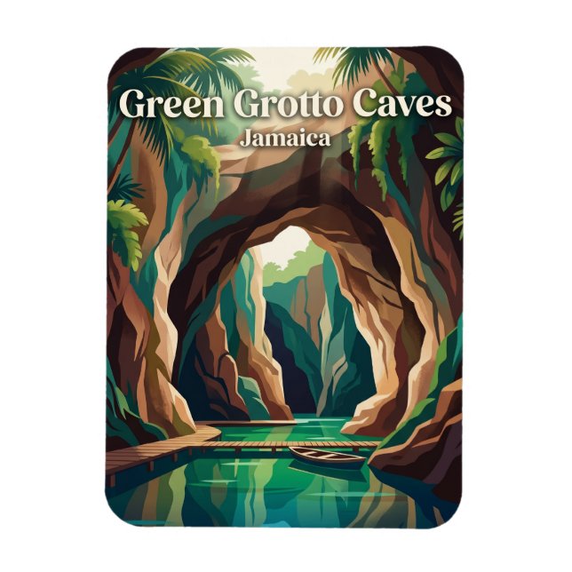 Gröna Grottan Grotto Jamaica Magnet (Vertikal)
