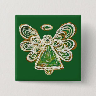 Gröna Guardian Holiday Angel Skräddarsydda Pin-kna Knapp