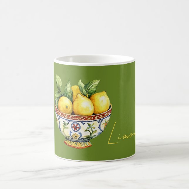 Gröna Gula Citroner Italiensk Skål Kaffemugg (Center)