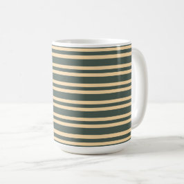 Gröna Gula Ränder Mönster Kaffemugg