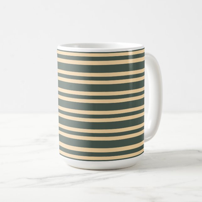 Gröna Gula Ränder Mönster Kaffemugg (Framsida höger)