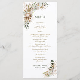 Gröna & Guld Boho Botaniska Bröllopsmenyer Meny