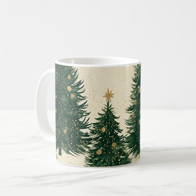 Gröna Guld Julgranar Kaffemugg (Framsida vänster)