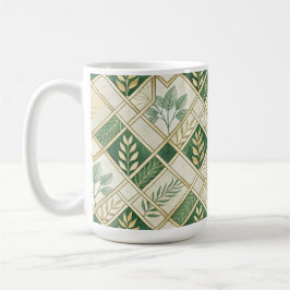 GRÖNA & GYLLENE IRLÄNDSKA KVISTAR & RANKOR KAFFEMUGG