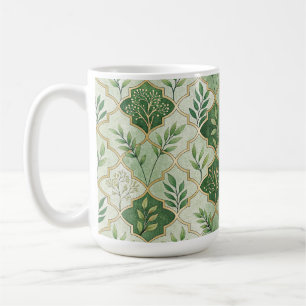 GRÖNA & GYLLENE IRLÄNDSKA KVISTAR & RANKOR KAFFEMUGG