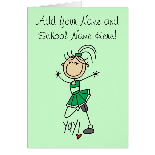 Gröna hejaklacksledareTshirts och gåvor Hälsningskort (Framsidan)