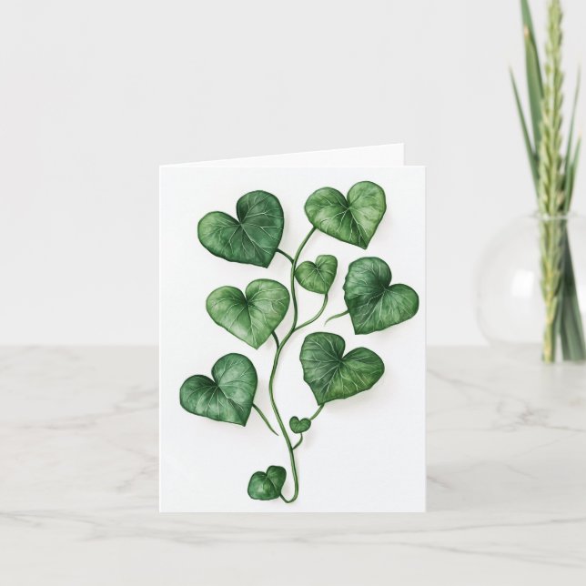 Gröna hjärtan akvarell digital konst meddelande (Framsida)