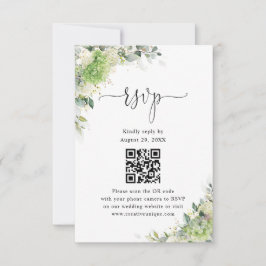 Gröna Hortensior Bröllopswebbplats QR-kod RSVP OSA Kort
