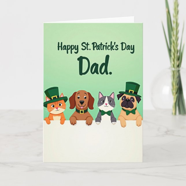 Gröna husdjur St. Patricks dag-kort Kort (Framsida)