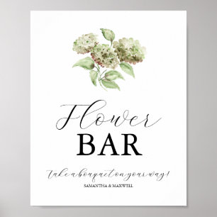 Gröna Hydrangea Bröllops Blomster Bar Skyltar