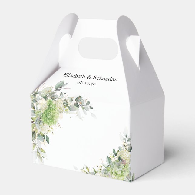 Gröna Hydrangea Bröllopspresent Förpackning Presentaskar (Framsidan Sidan)