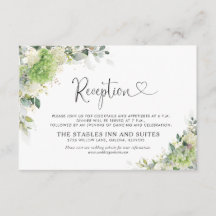 Gröna Hydrangeas Bröllopsmottagning Infogningskort