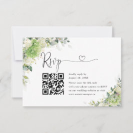 Gröna Hydrangeas Bröllopswebbplats QR-kod RSVP OSA Kort