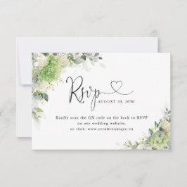 Gröna Hydrangeas Bröllopswebbplats QR-kod RSVP OSA Kort