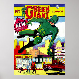 Gröna jätte- vintagetecknader poster