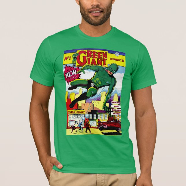 Gröna jätte- vintagetecknader tee shirt (Framsida)