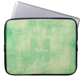 Gröna jordiga pastellfärger Monogram Elegant Laptop Fodral