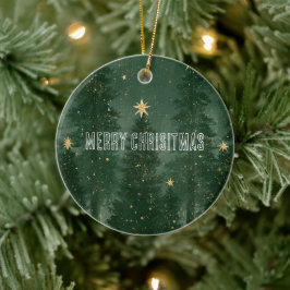 Gröna julgranar Gyllene stjärnor Julgransprydnad Keramik