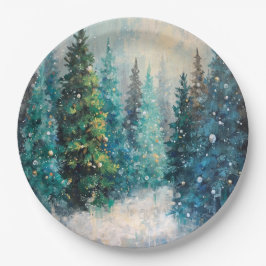 Gröna julgranar vinter skog