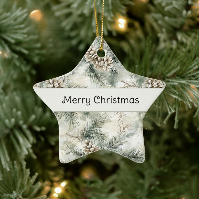 Gröna julgransgrenar tallkottar julgransprydnad keramik (Träd)