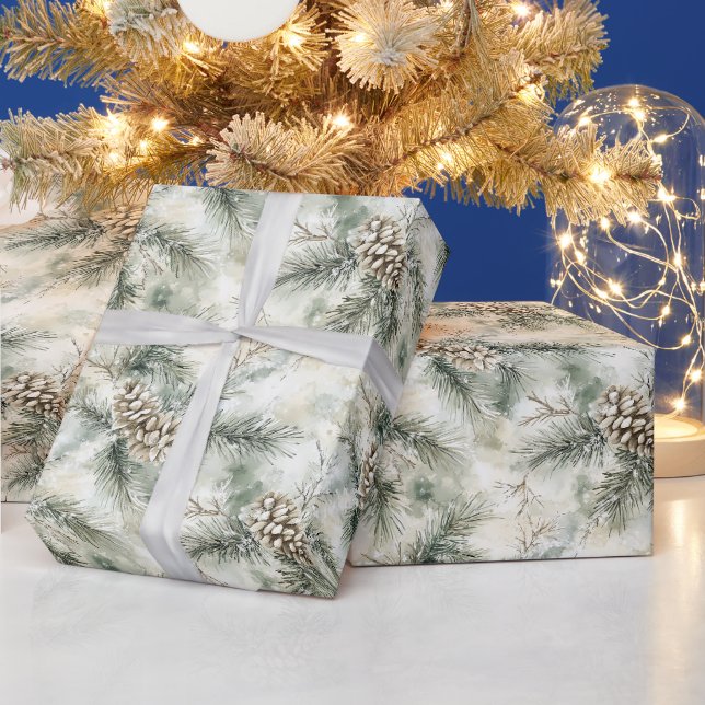 Gröna julgransgrenar tallkottar presentpapper (Helgdagar)