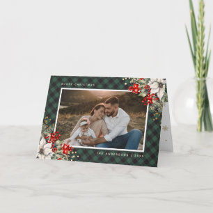 Gröna julholtsbär Poinsettia Foto Jul Kort