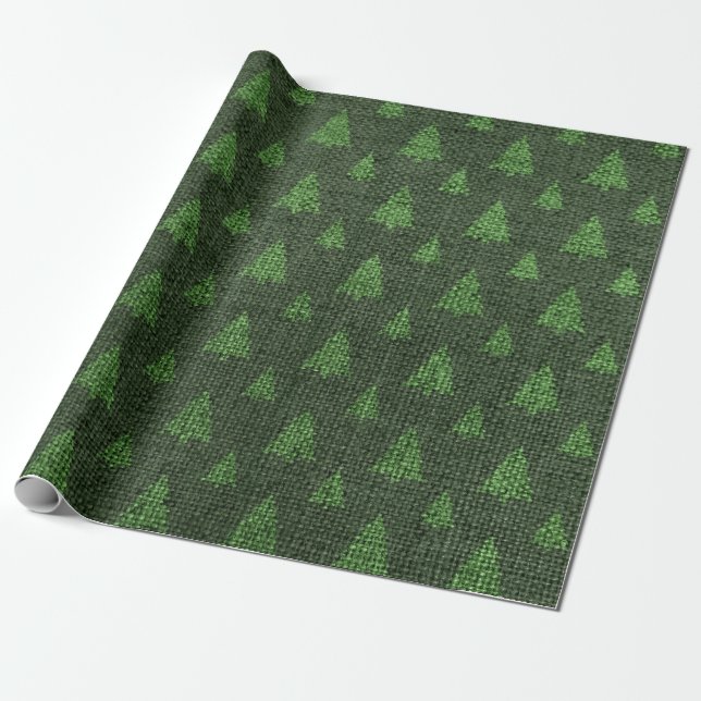 Gröna Jultomte Träd i Jute Presentpapper (Utrullad)