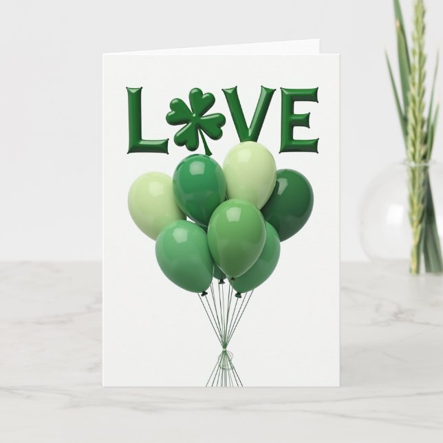 Gröna Kärleksballonger Kort (Framsida)