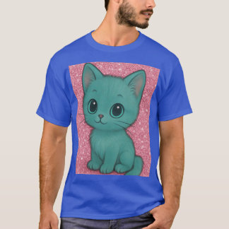 Gröna katter på rosa glitter sömlöst mönster caesi t shirt